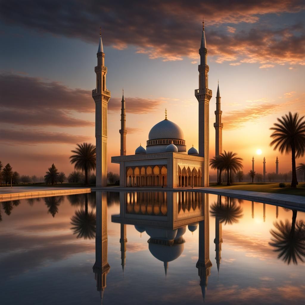 mosque with an obelisk on each side II