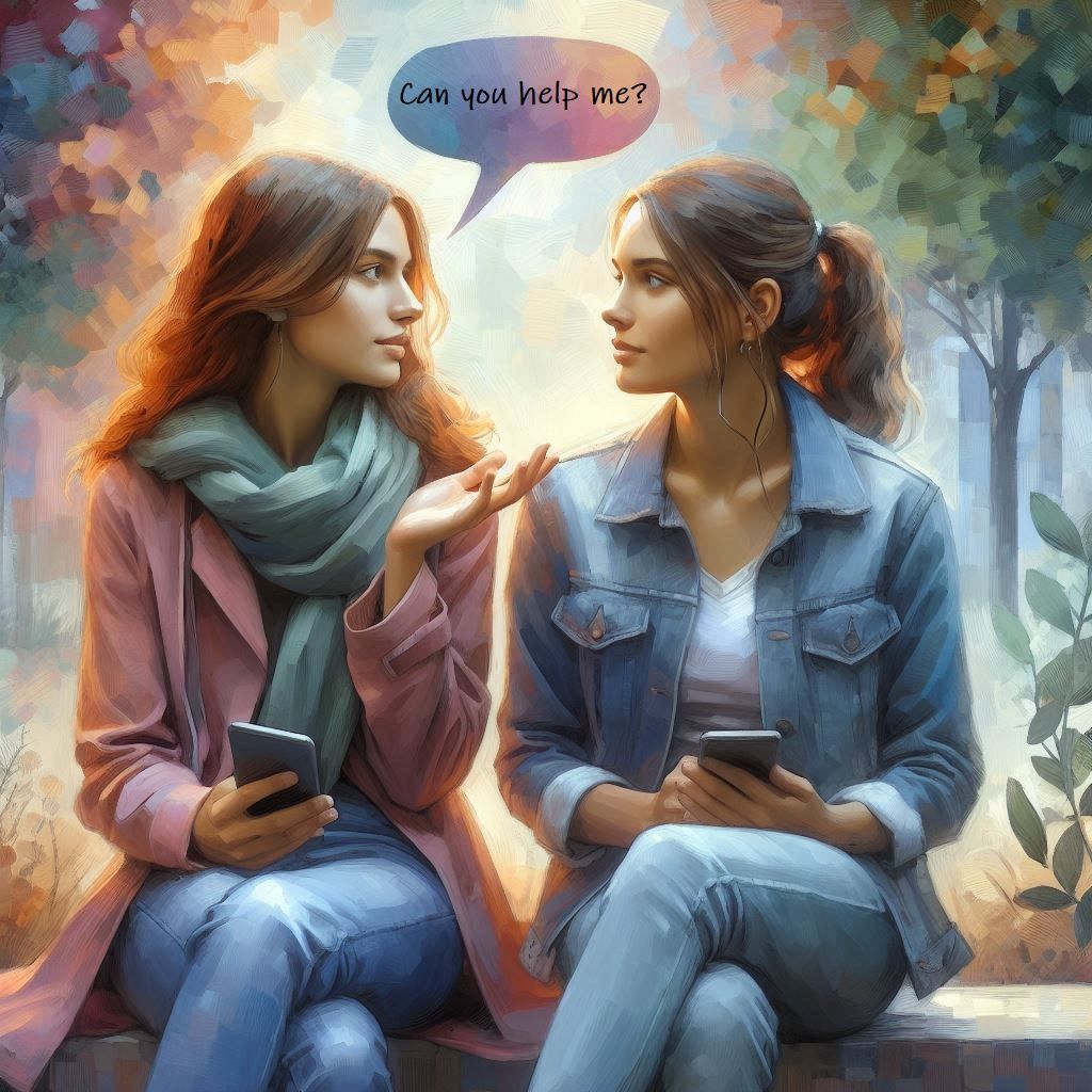 Strong woman asking for help