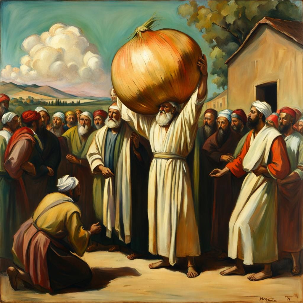 Moses Throwing a Giant Onion at the Sinning Israelites in th...