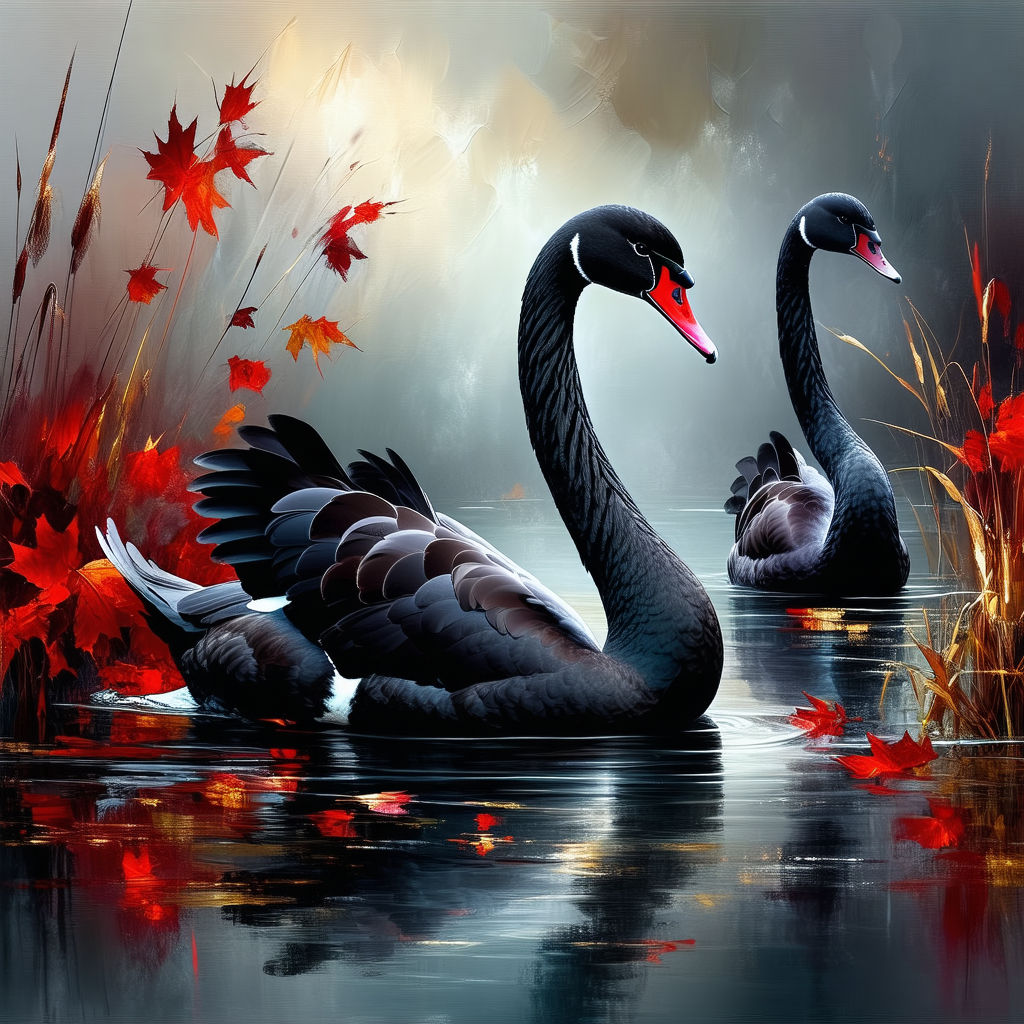 Black Swans - Animal Digital Paintings