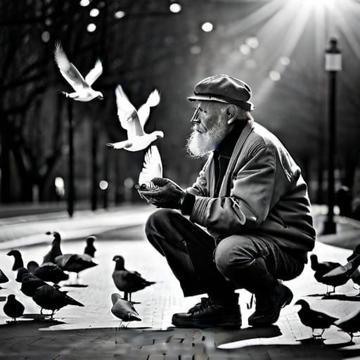 Man and Birds  by @MindFull