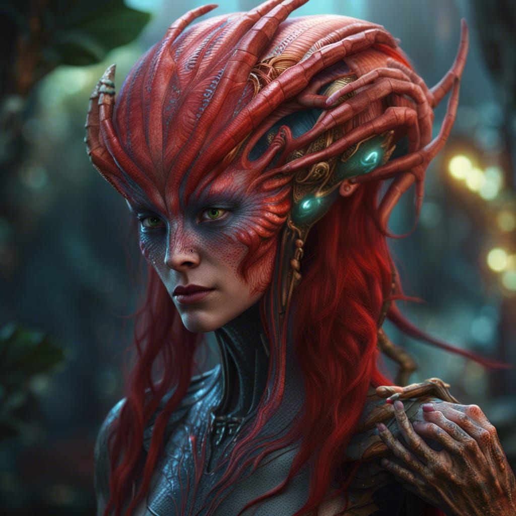 an alien species attempting to replicate a red-haired woman.