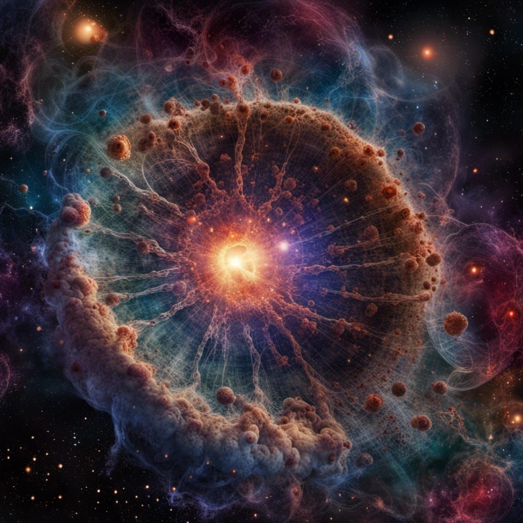 Molecular, bacterial universe with cellular mitosis, black h...