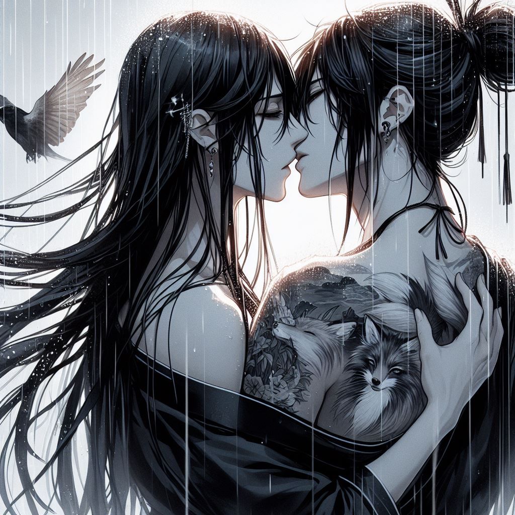 Tattoo shop , Kiss in the rain