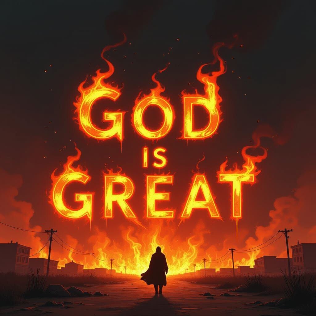 Inferno with God is Great in Fiery Letters