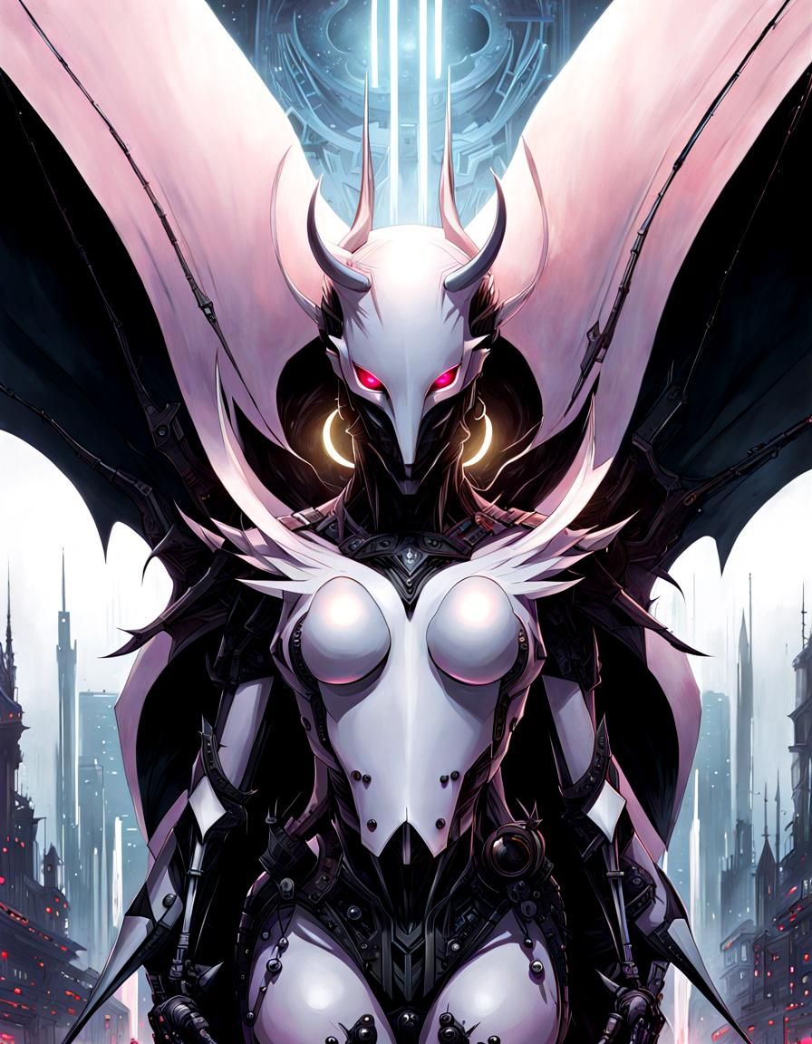 Maximalism hyperreal gothic art glowing demon humanoid creat...
