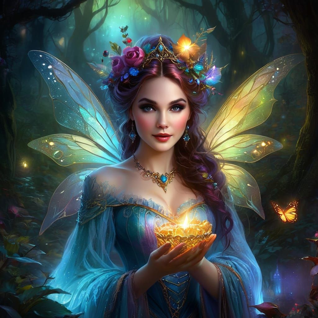 Beautiful woman in magical forest