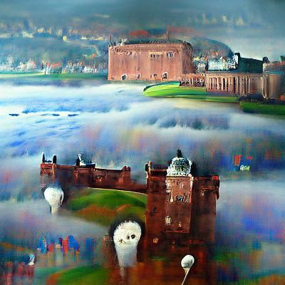 inverness castle in the fog.