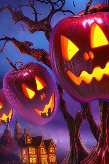 Happy Happleween apple nightmare 8k resolution intricately d...