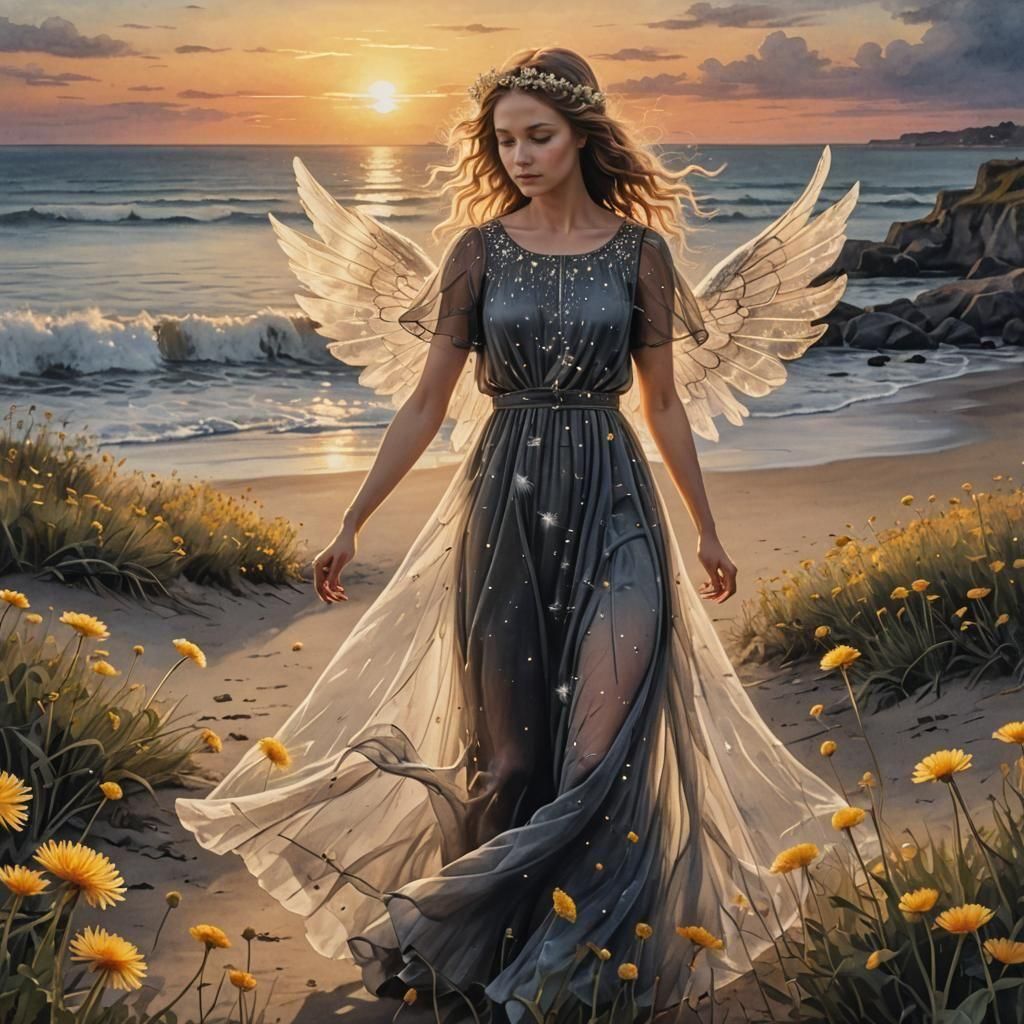 Dandelions at sunset