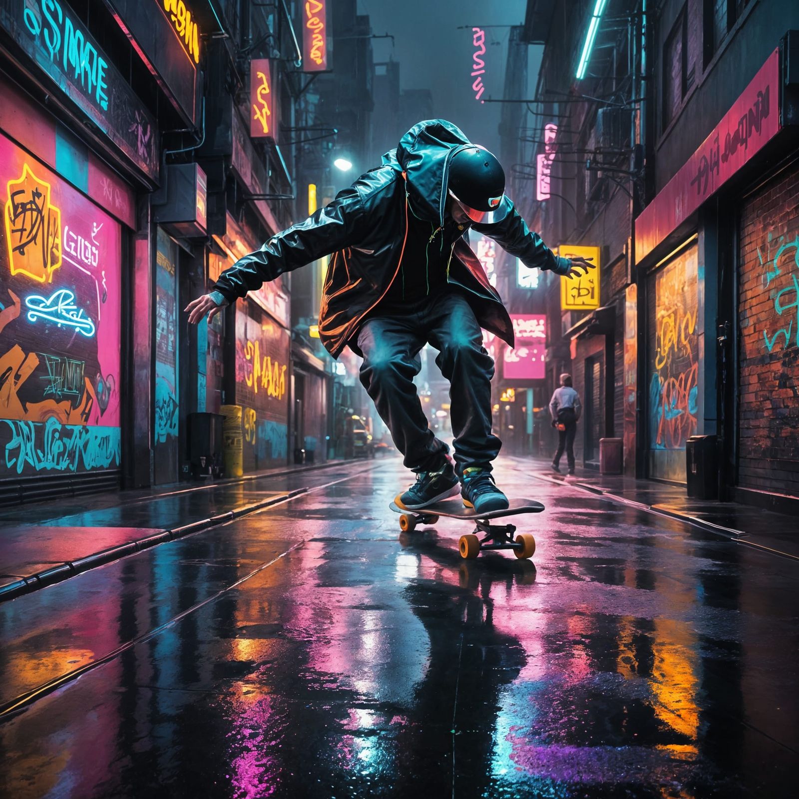 Rainy Night Skating  by @nesh0rn