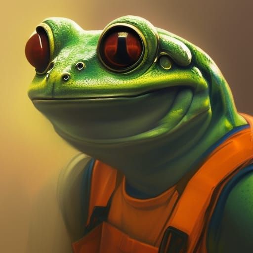 Construction worker frog AI Generated Artwork NightCafe Creator