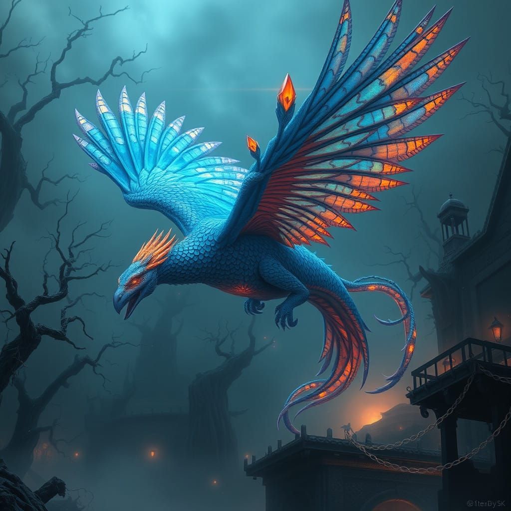 Majestic Creature Soars Through Mystical Realm