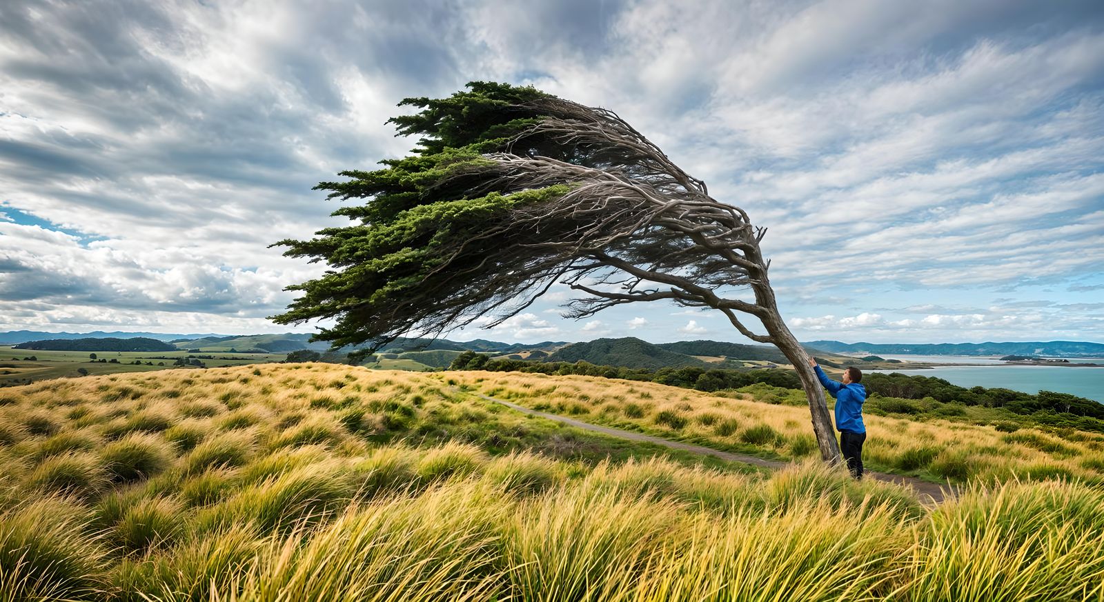 Permanently bent trees from the relentless Antarctic winds at Slope Point, Southland, New Zealand  by @Adam Brown