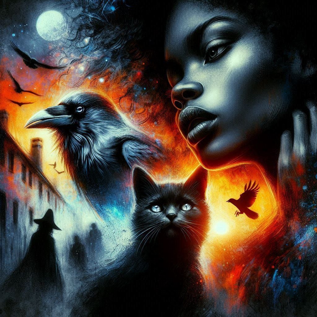Crow, Cat and a Scary Night