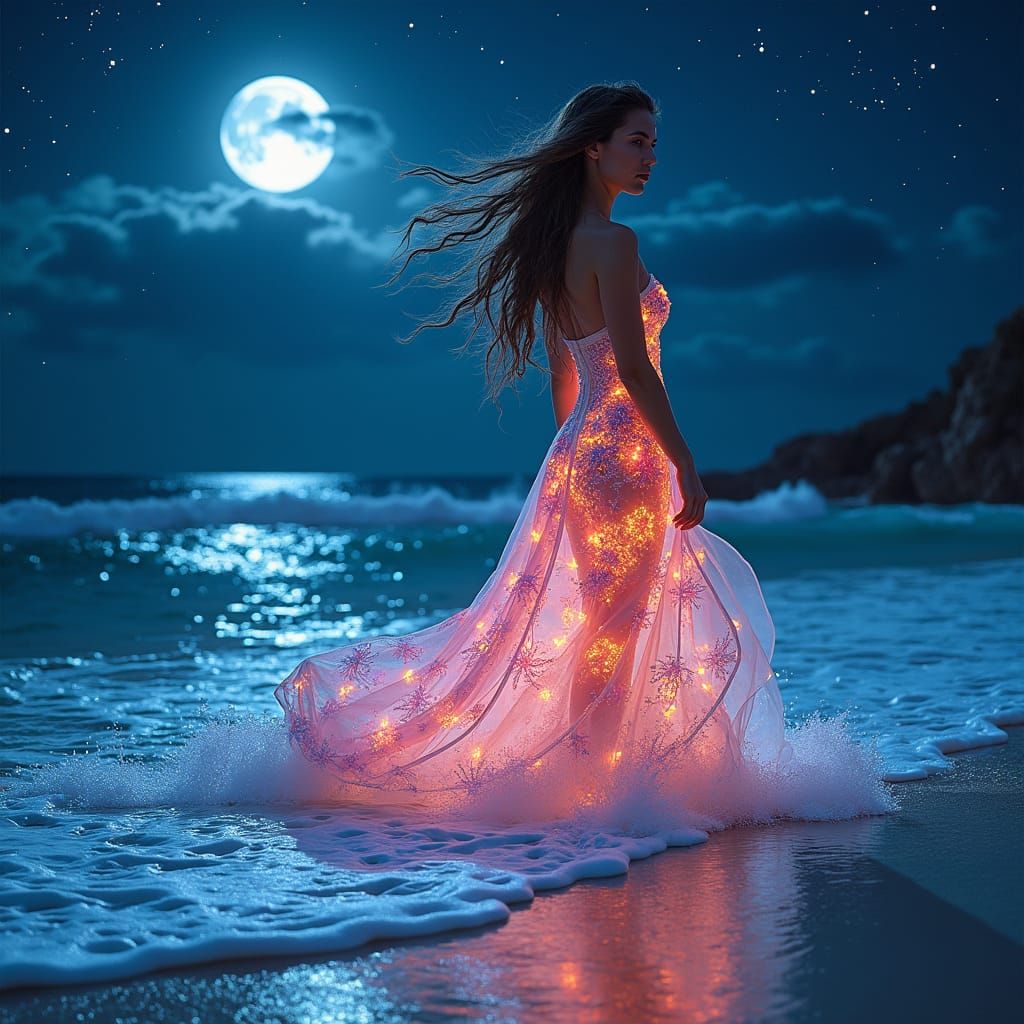 Portrait of a woman in a Glowing Beach Gown