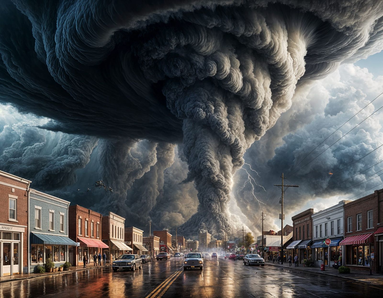 A historic tornado ripping through a small town