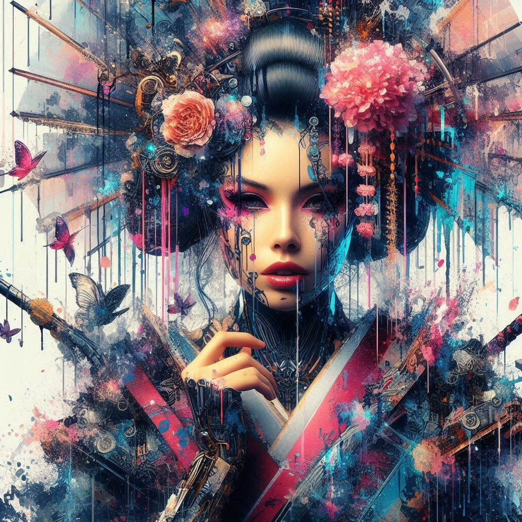 double exposure beautiful fantasy DALL-E 3 portrait landscap...