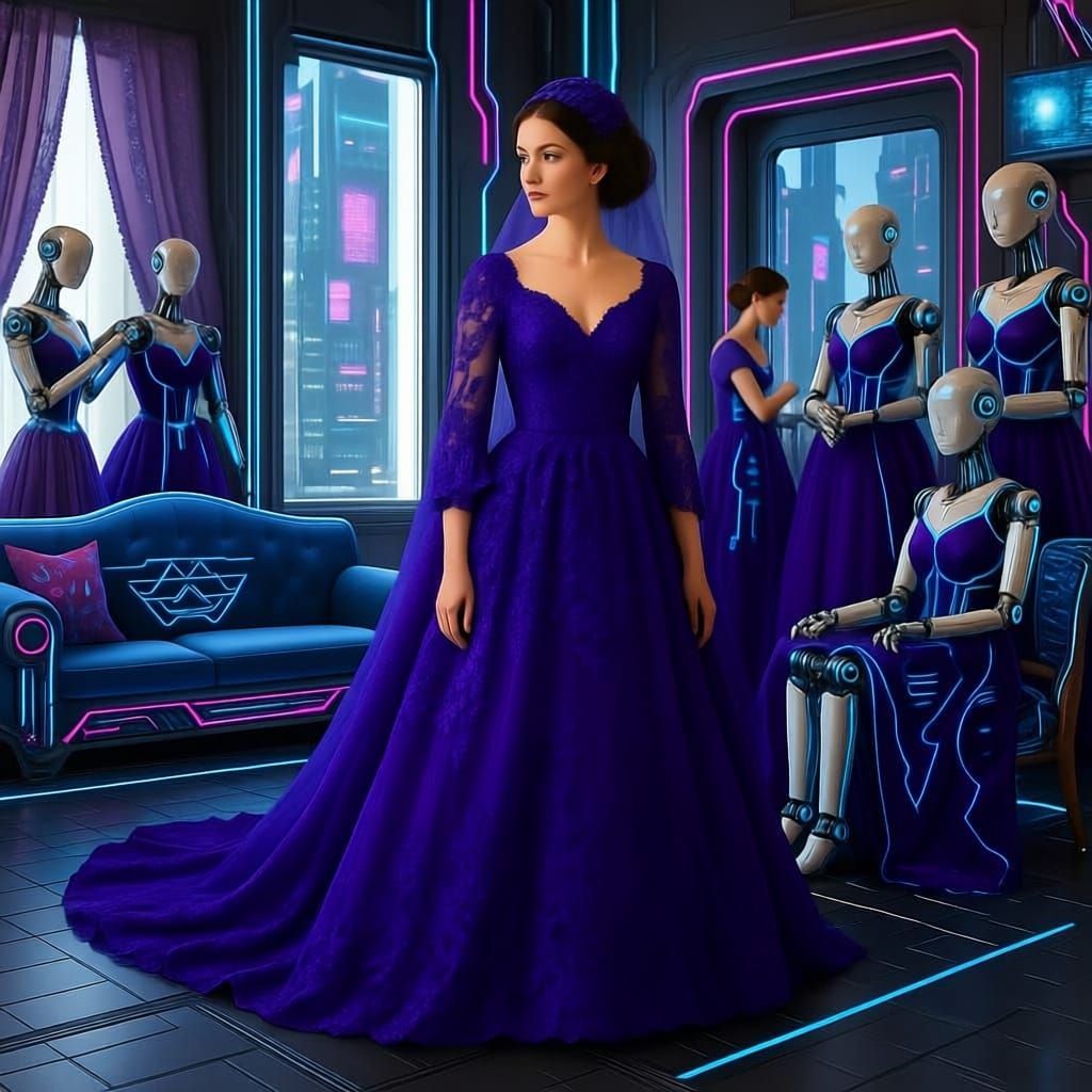 Princess Bride Getting Ready at the Beginning of the 22nd Century with Bridesmaids