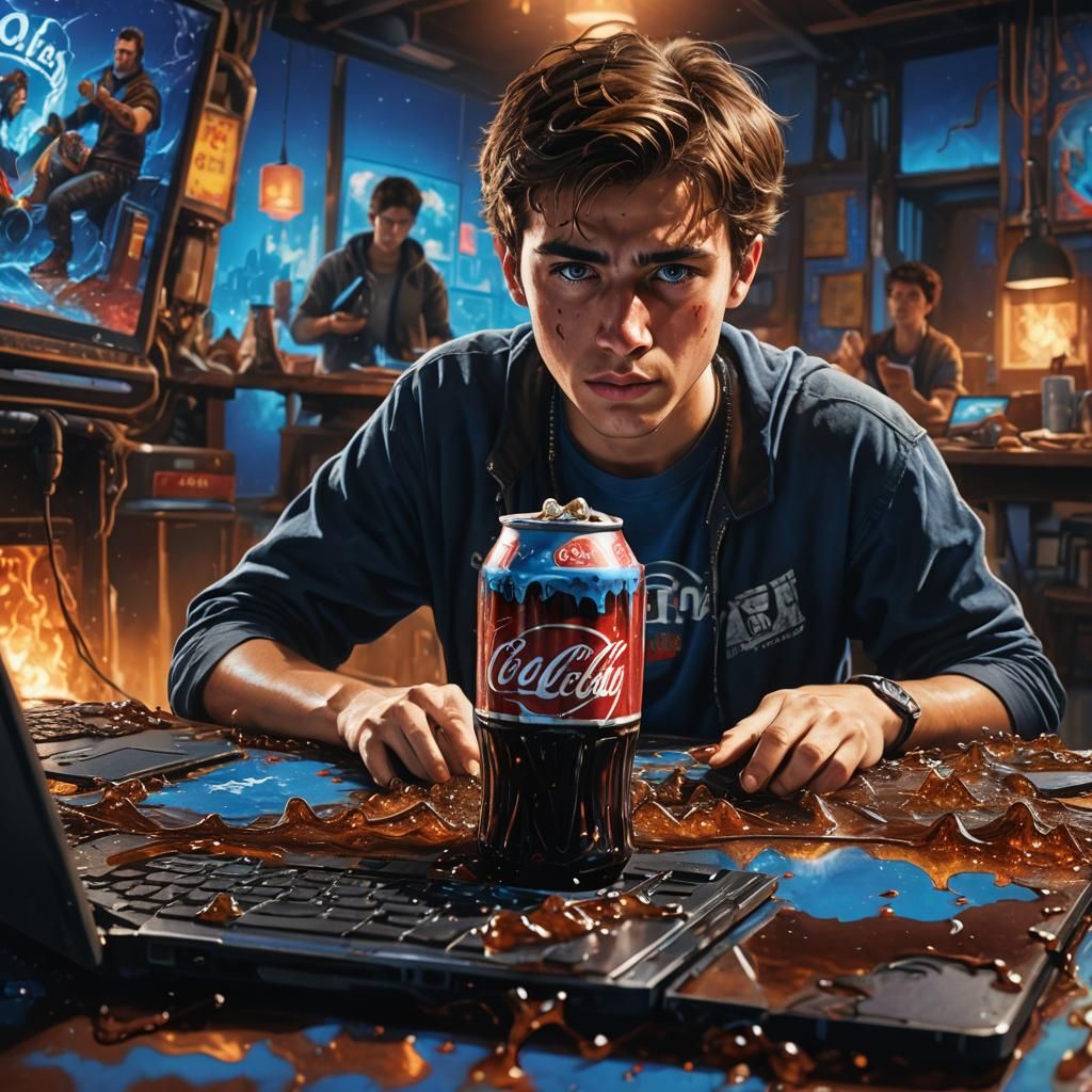 Laptop Cola Spill in Greg Rutkowski Style