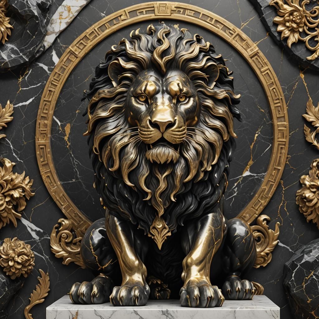 Bronze lion statue