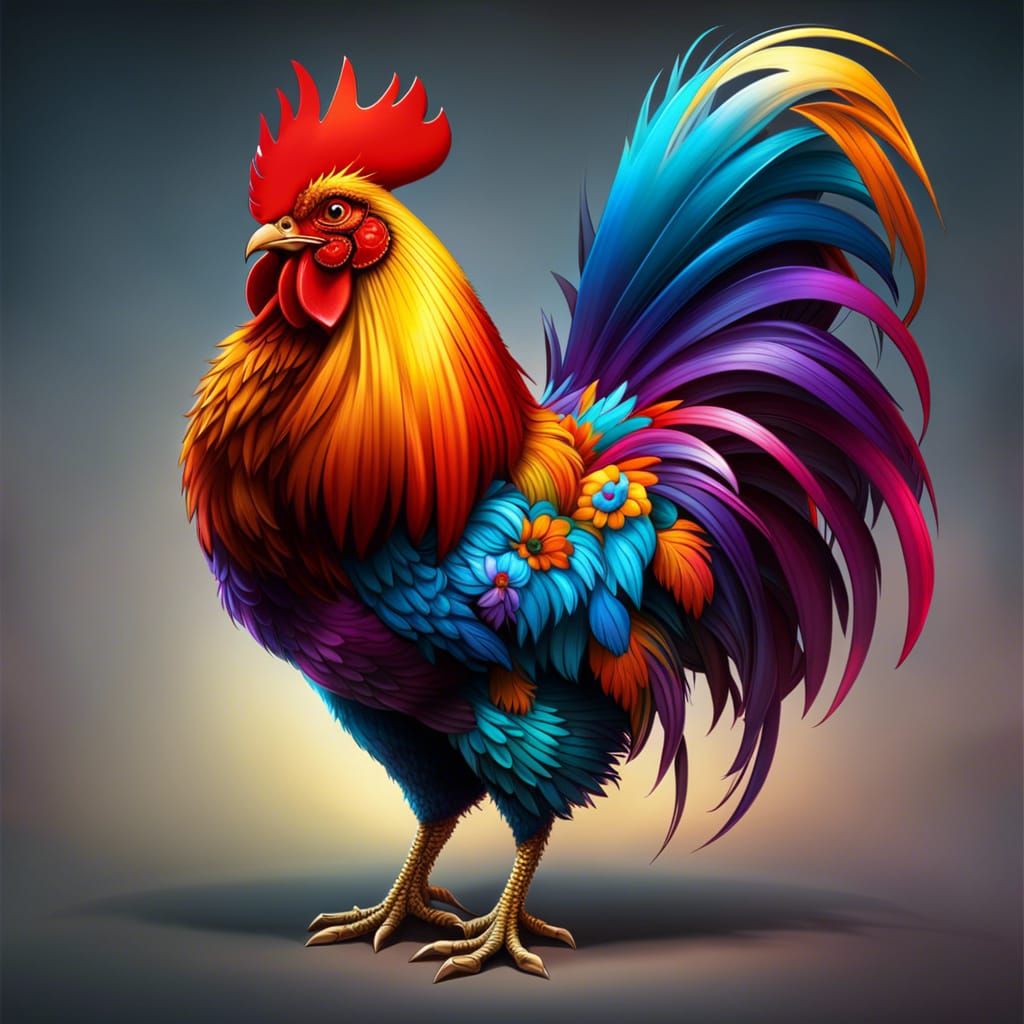 Fluffy Rooster - AI Generated Artwork - NightCafe Creator