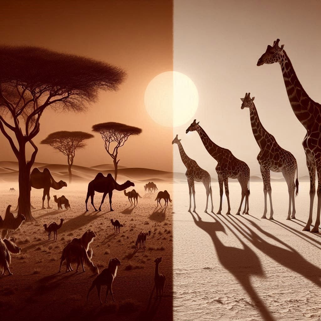 Camels and giraffes