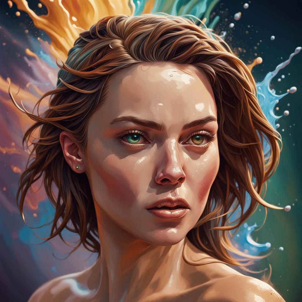 Powerful Woman in Hyperrealistic Splash Art Style