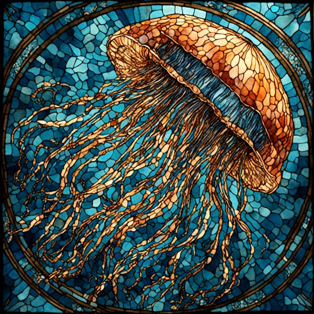 Stained Glass Jellyfish - AI Generated Artwork - NightCafe Creator