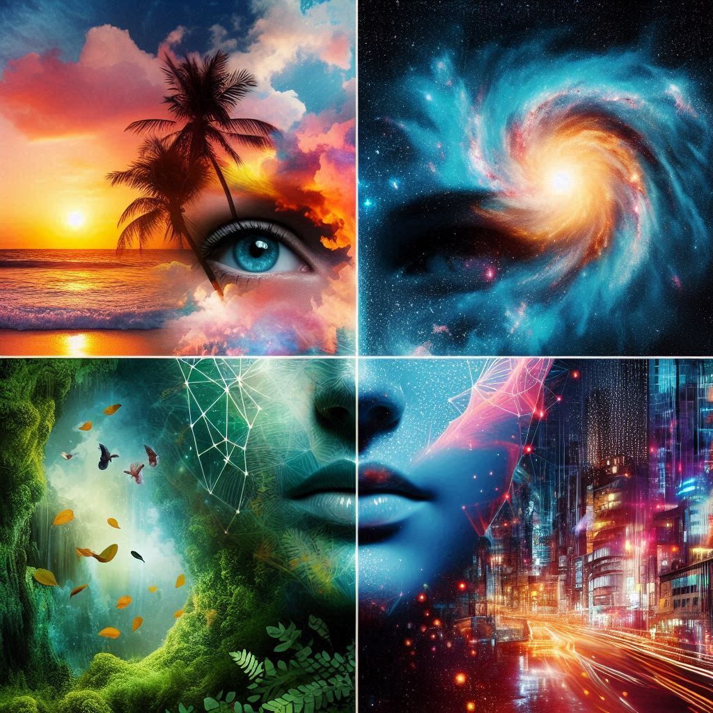 Double exposure collage portrait