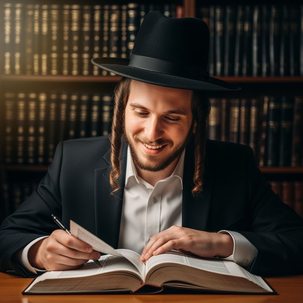 Joyful Lithuanian Haredi Man Studying Talmud