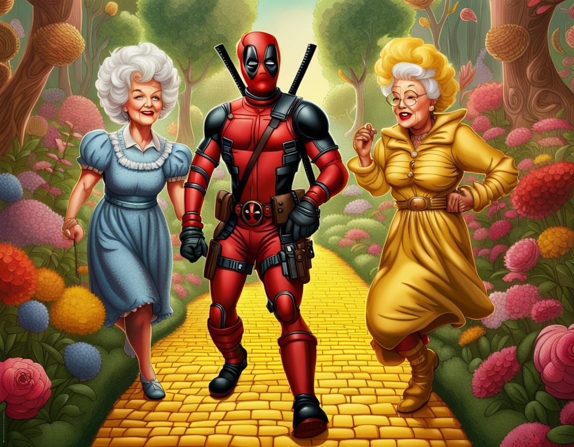 Deadpool and the golden girls as the characters from the wizard of oz ...