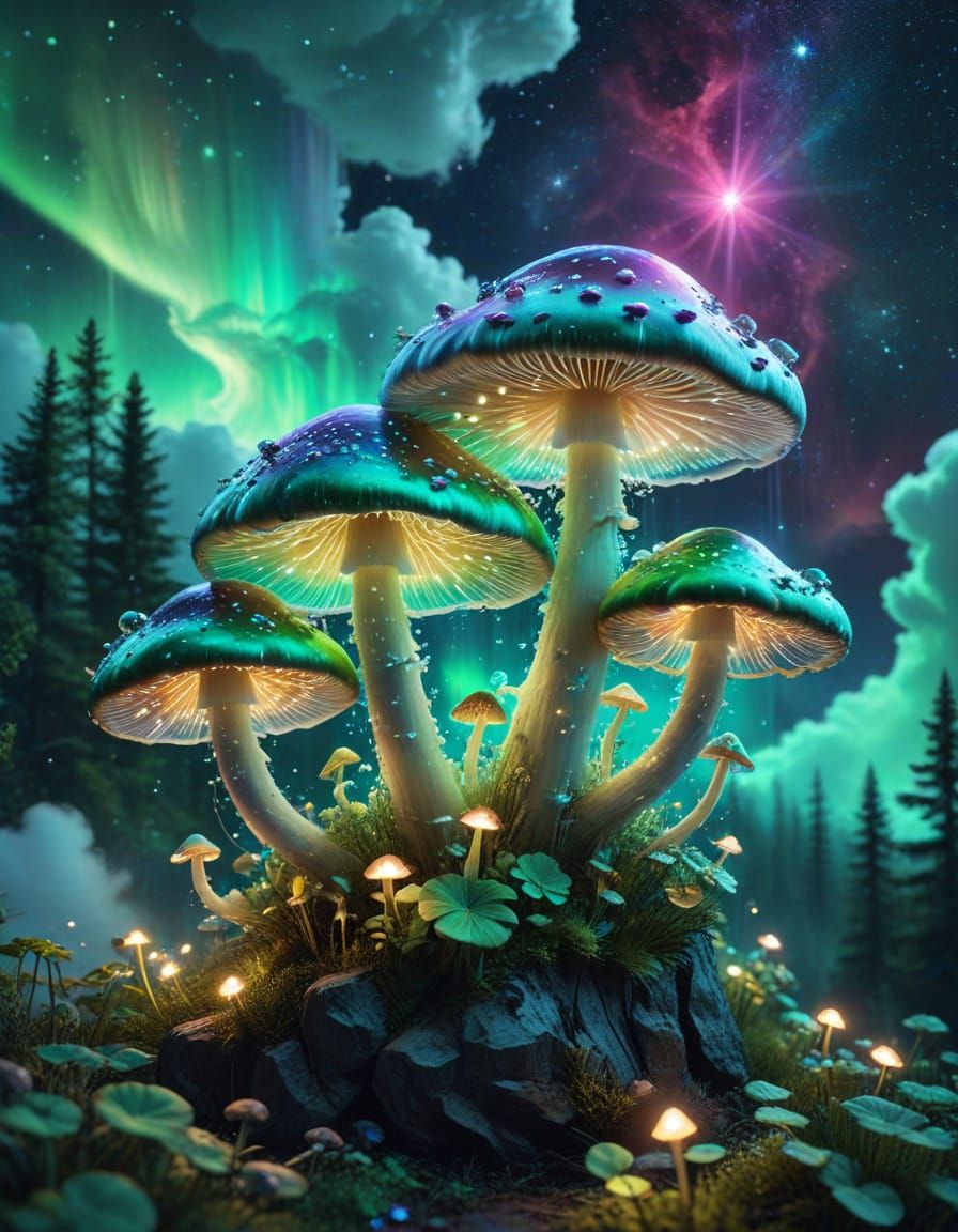 Cosmic mushrooms  by @Krystine
