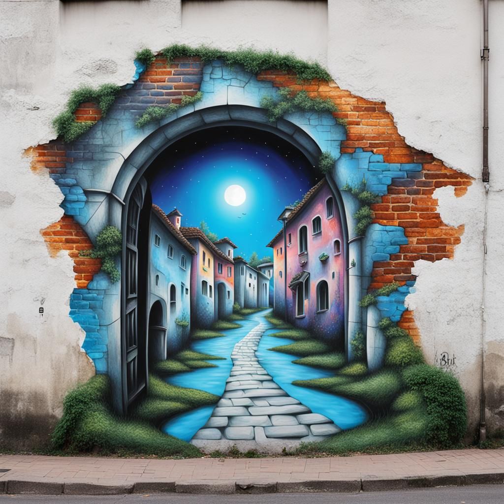 Street art of a glimpse to another world   by @Mike 