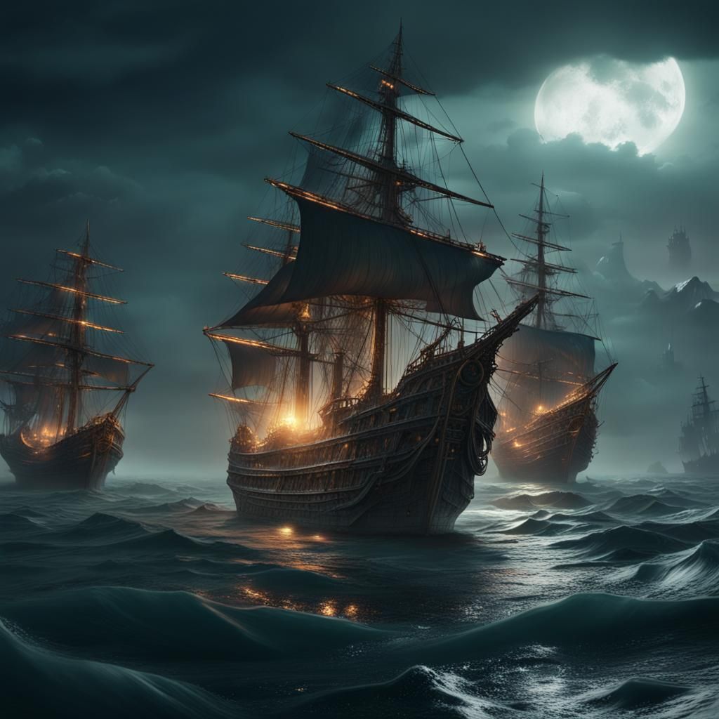 The Ghost Fleet - Ai Generated Artwork - Nightcafe Creator