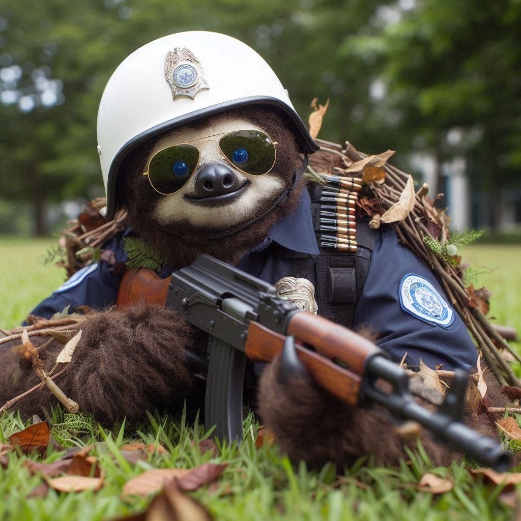 Slothvid Graf as Officer Slothgene Tackleberry, in “Police Academy”