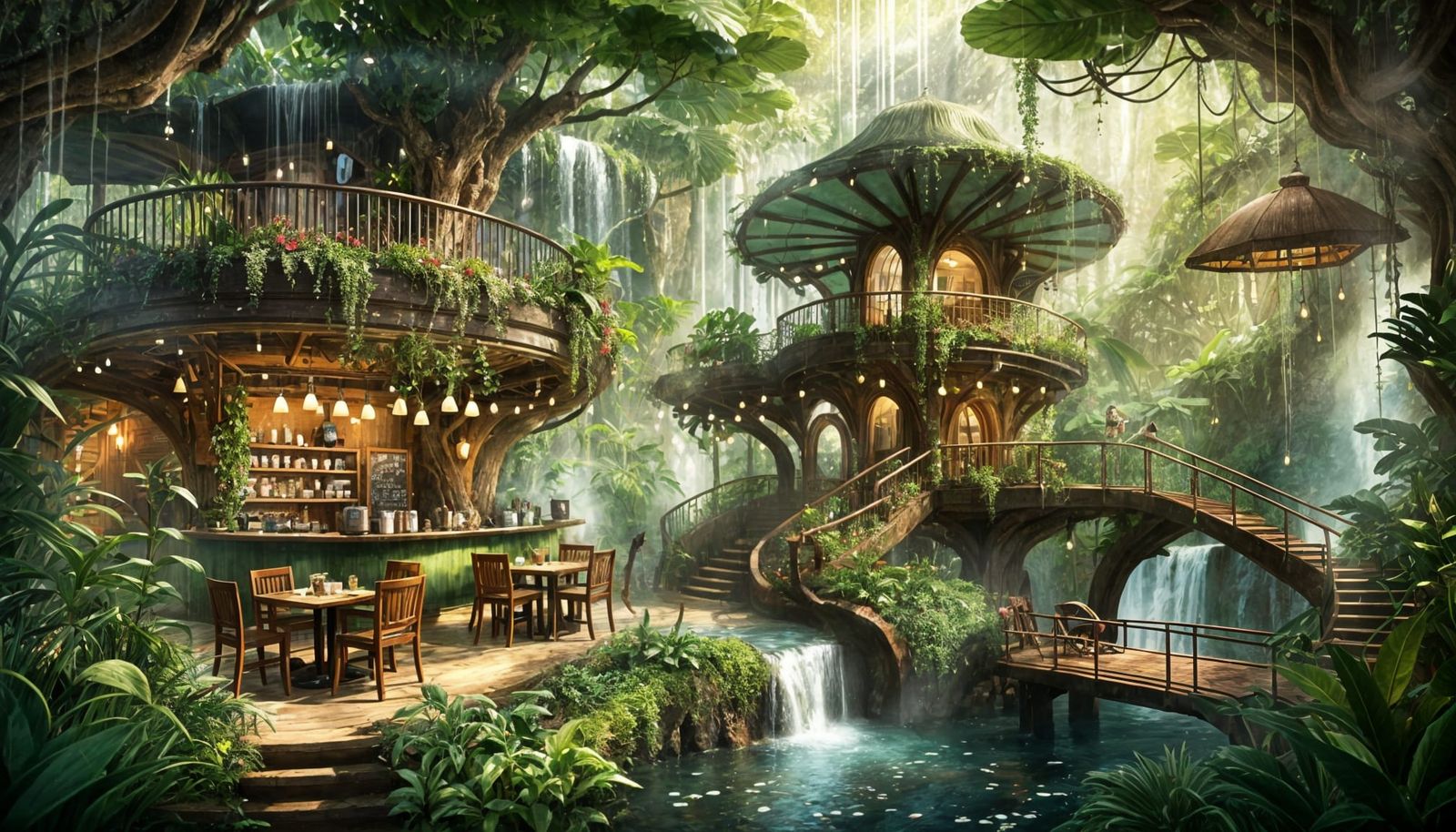 Nature-Themed Enchanted Café
A serene eco-café hidden among waterfalls and crystal-clear springs of steaming ...  by @HelenK