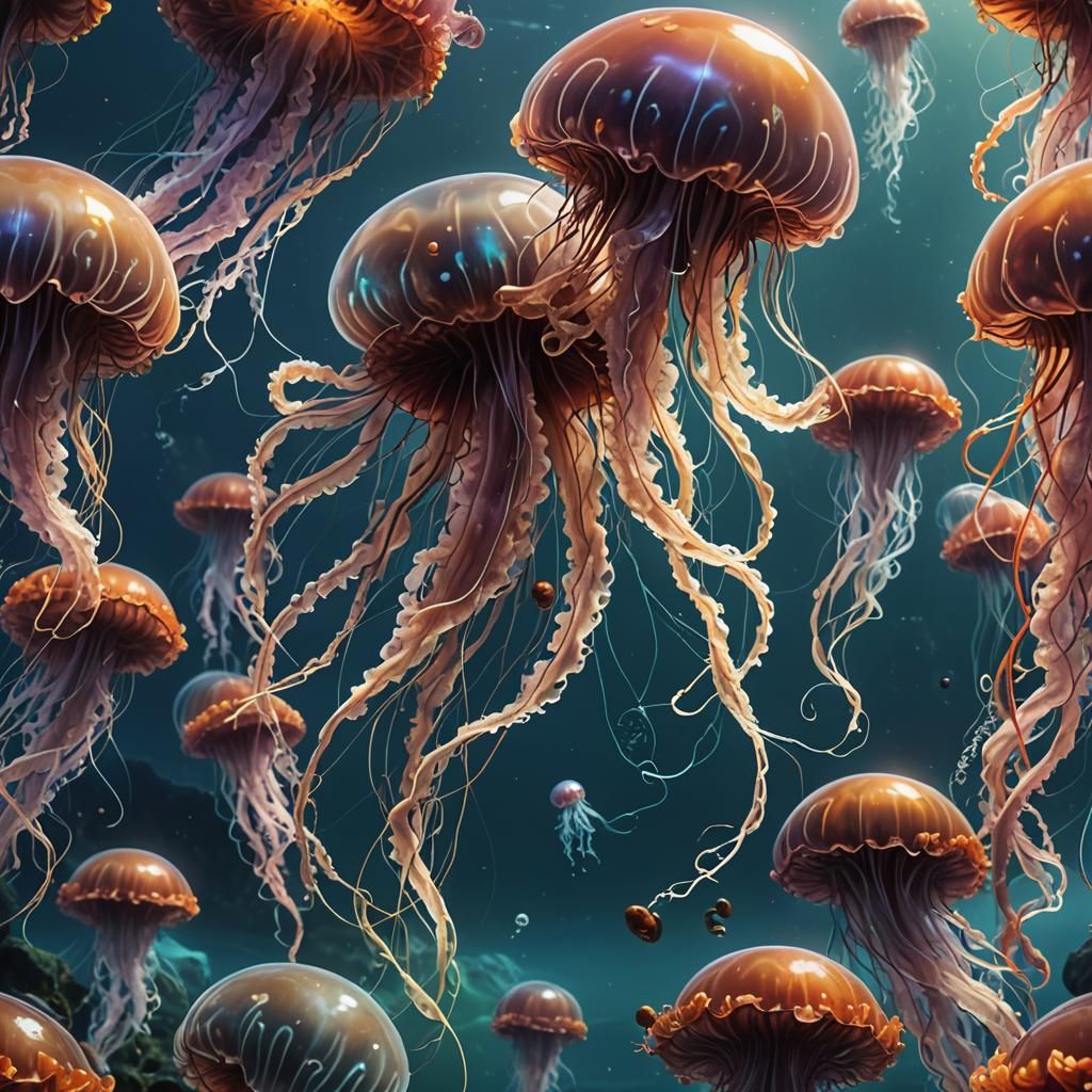 Jellyfish Holds Child in Deep Sea Fantasy