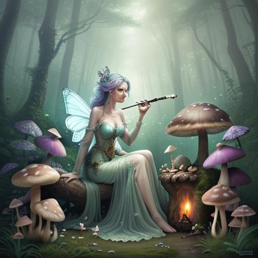 Enchanted Fairy Smoking Pipe in Whimsical Forest