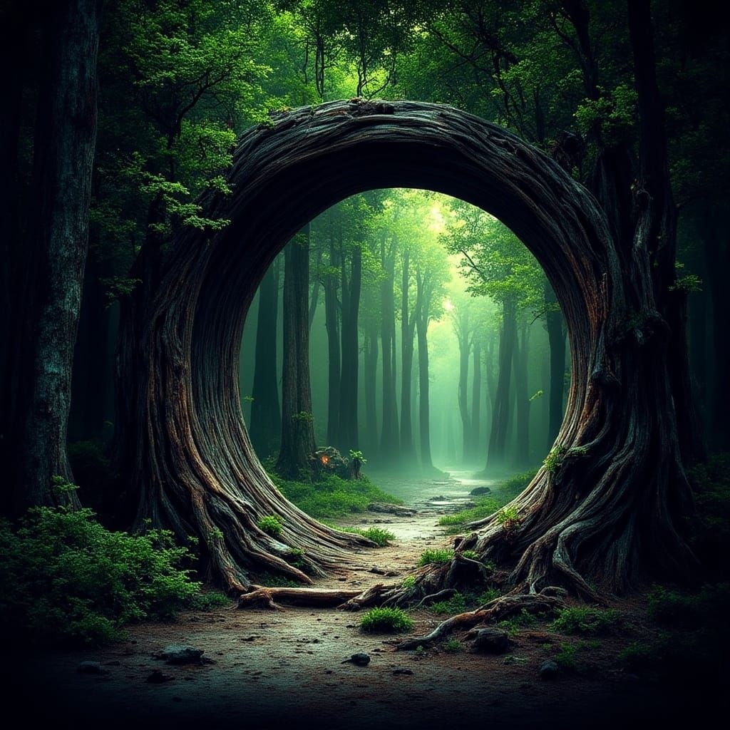 Portal to the feywild through the dark forest <lora:LapiCoherent II:1.0>