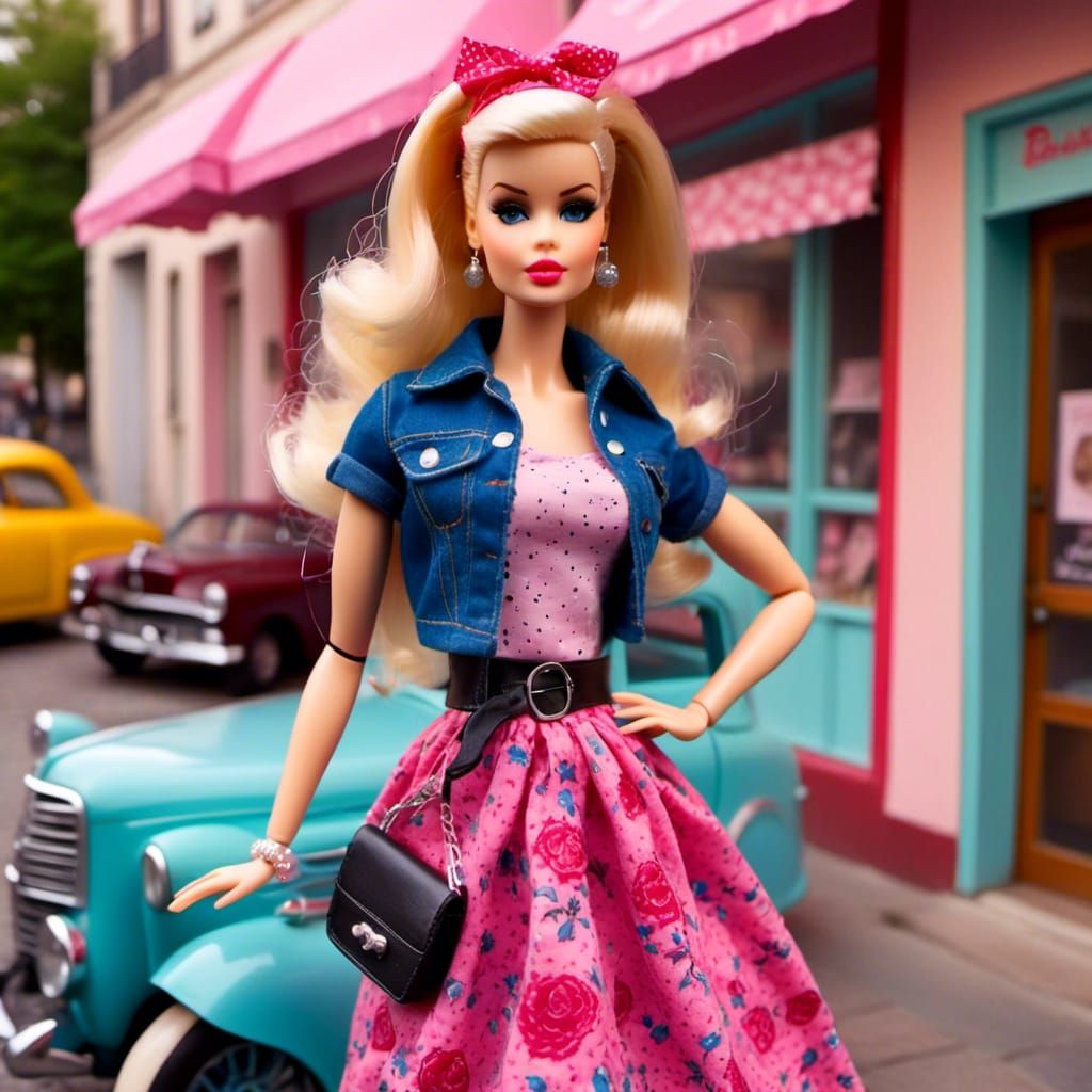 <lora:Barbie:1.0> Retro Rockabilly Barbie