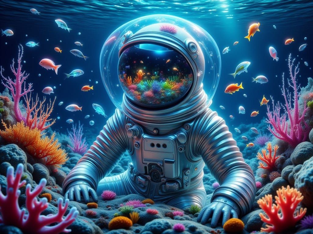 <lora:FiosLuminaSea:1.0> Underwater Astronaut