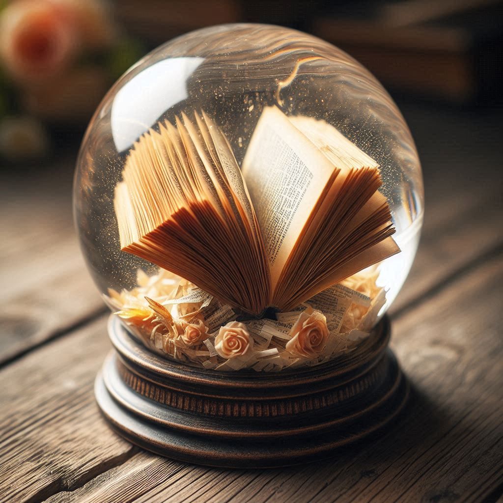 Book inside a Glass-blown paperweight