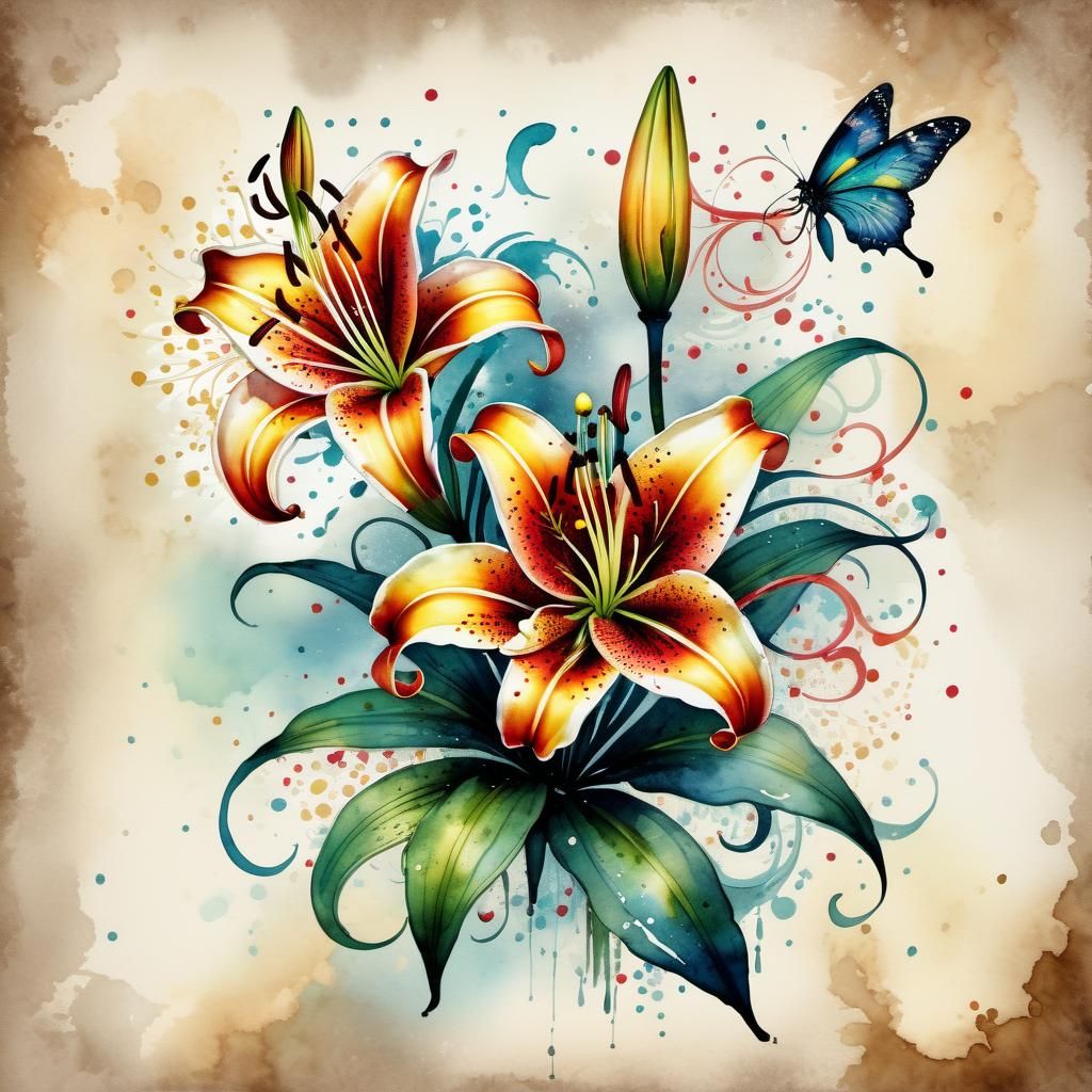 Fantastic ink lily - AI Generated Artwork - NightCafe Creator