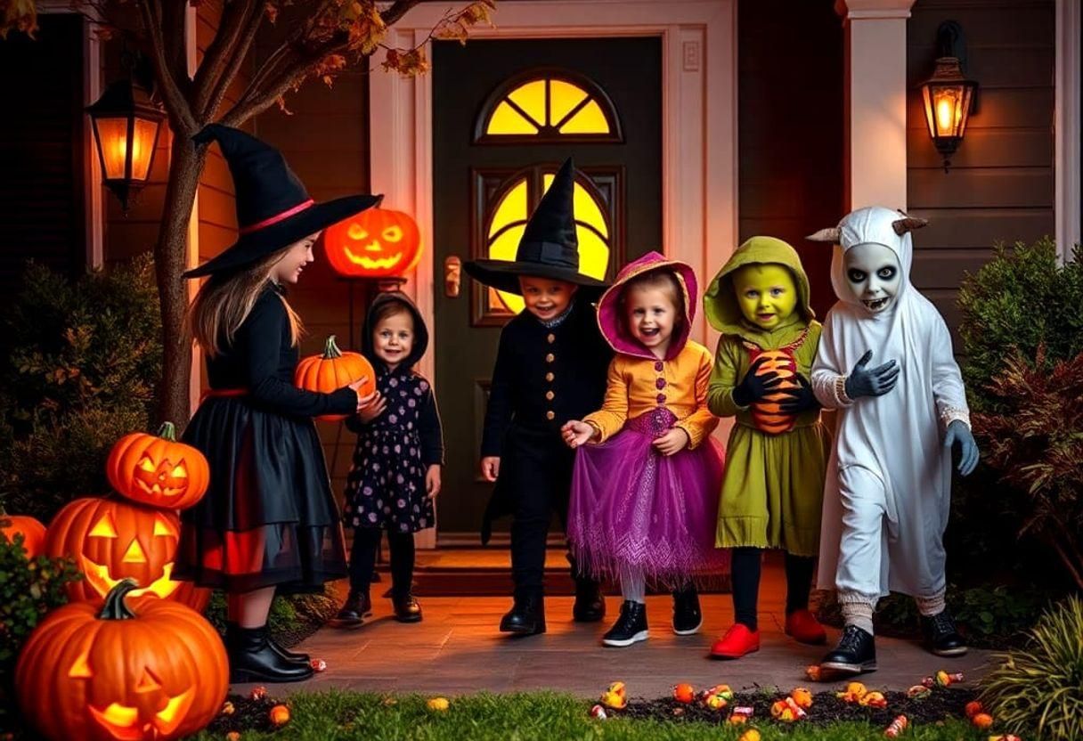 Halloween, Children walk the streets to get candy.
