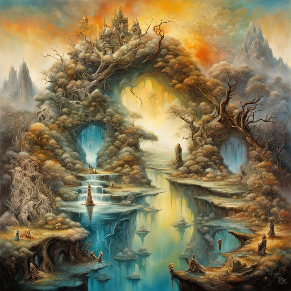 Colorful organic surrealistic landscape.