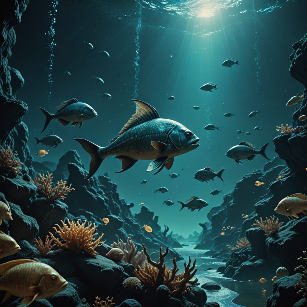 Epic Surreal Pisces Zodiac Masterpiece in Cinematic Film Sty...