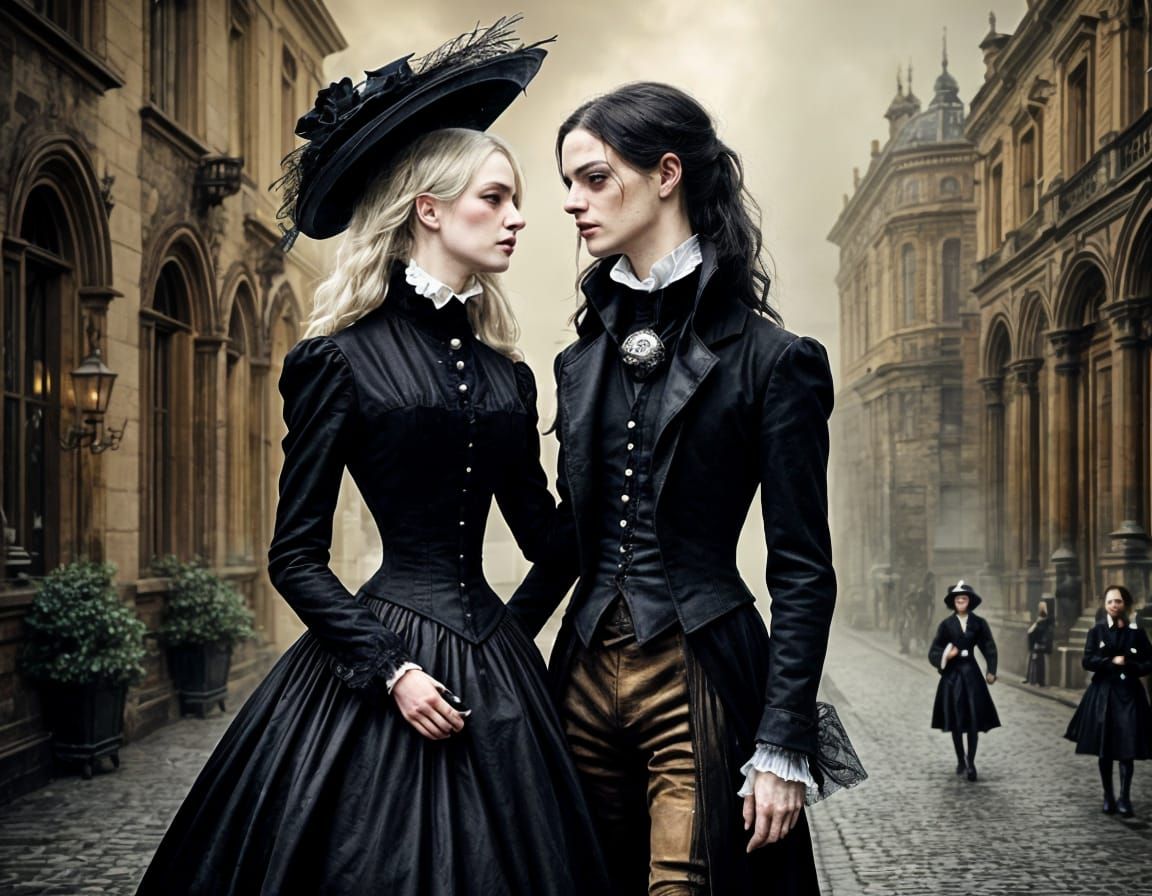 Victorian Era Aristocrats in Gothic Art Style