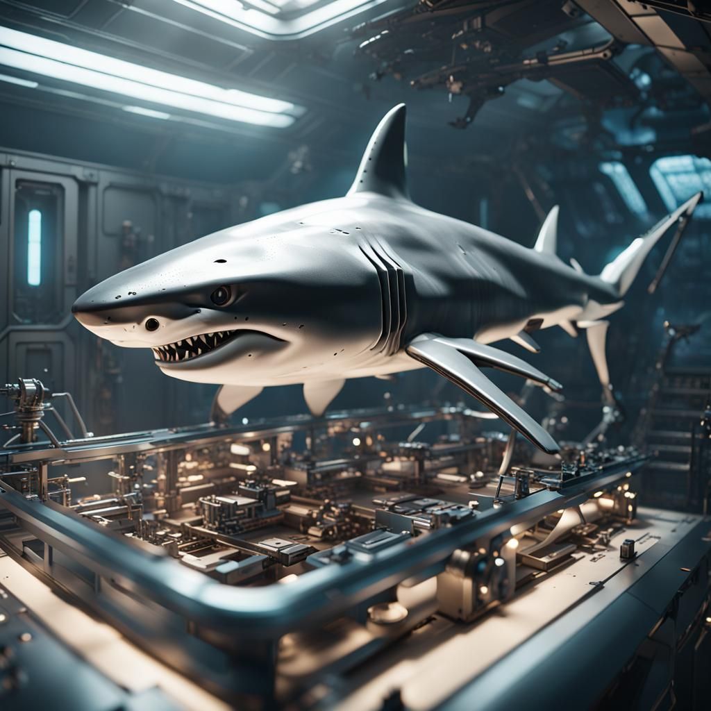 Dissecting a shark on a cruise ship