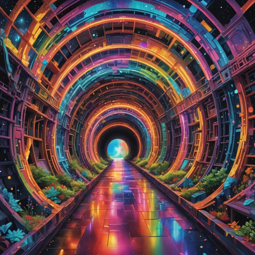 Rainbow tunnel leads colourful world